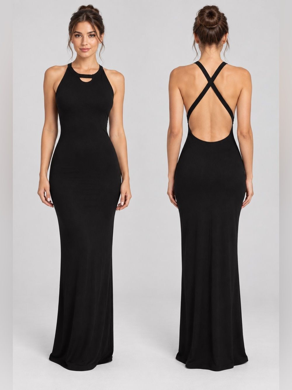 n:philanthropy Solid black tank Fitted Bodycon maxi dress Small